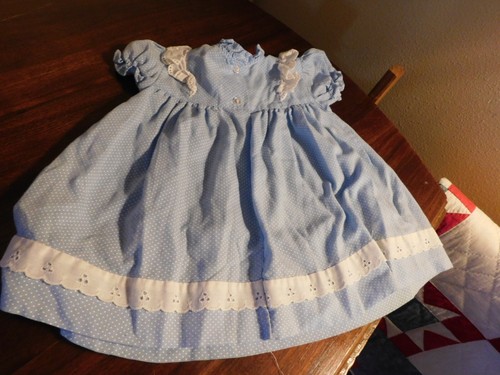 Toddler Dress Vintage USA Blue Polka Dot 18 Month - Picture 5 of 5