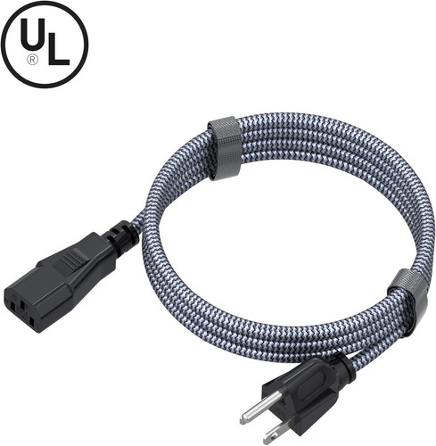 Flexible 25FT 10A Power Cord - Nylon Braided, Certified for Long-Lasting Use - Photo 6/9