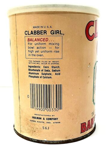 Clabber Girl Can Baking Powder Vintage 24 Oz Empty 5.25" x 4" - Picture 3 of 8