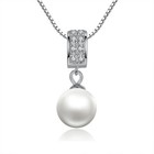 Damen Halskette aus 925 Silber mit Perlenanhänger Zirkonia Anhänger Perle