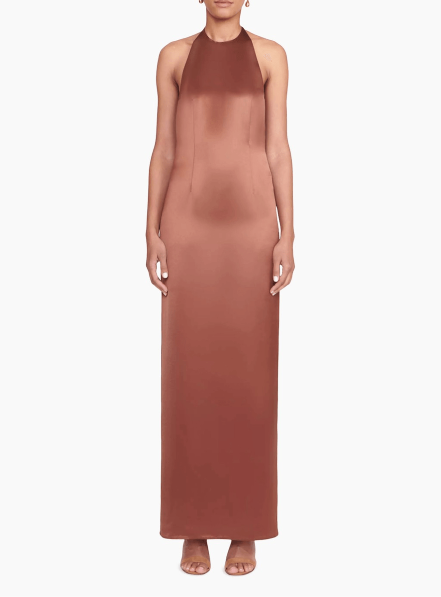 staud janet satin maxi dress STAUD JANET DRESS - Maxi dress - clove/cognac