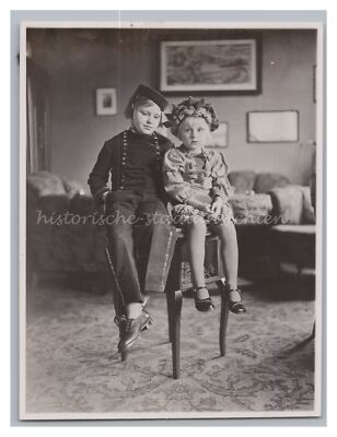 Tolles Portrait - 2 Kinder verkleidet zur Fastnacht 1933 - Altes Foto 1930er