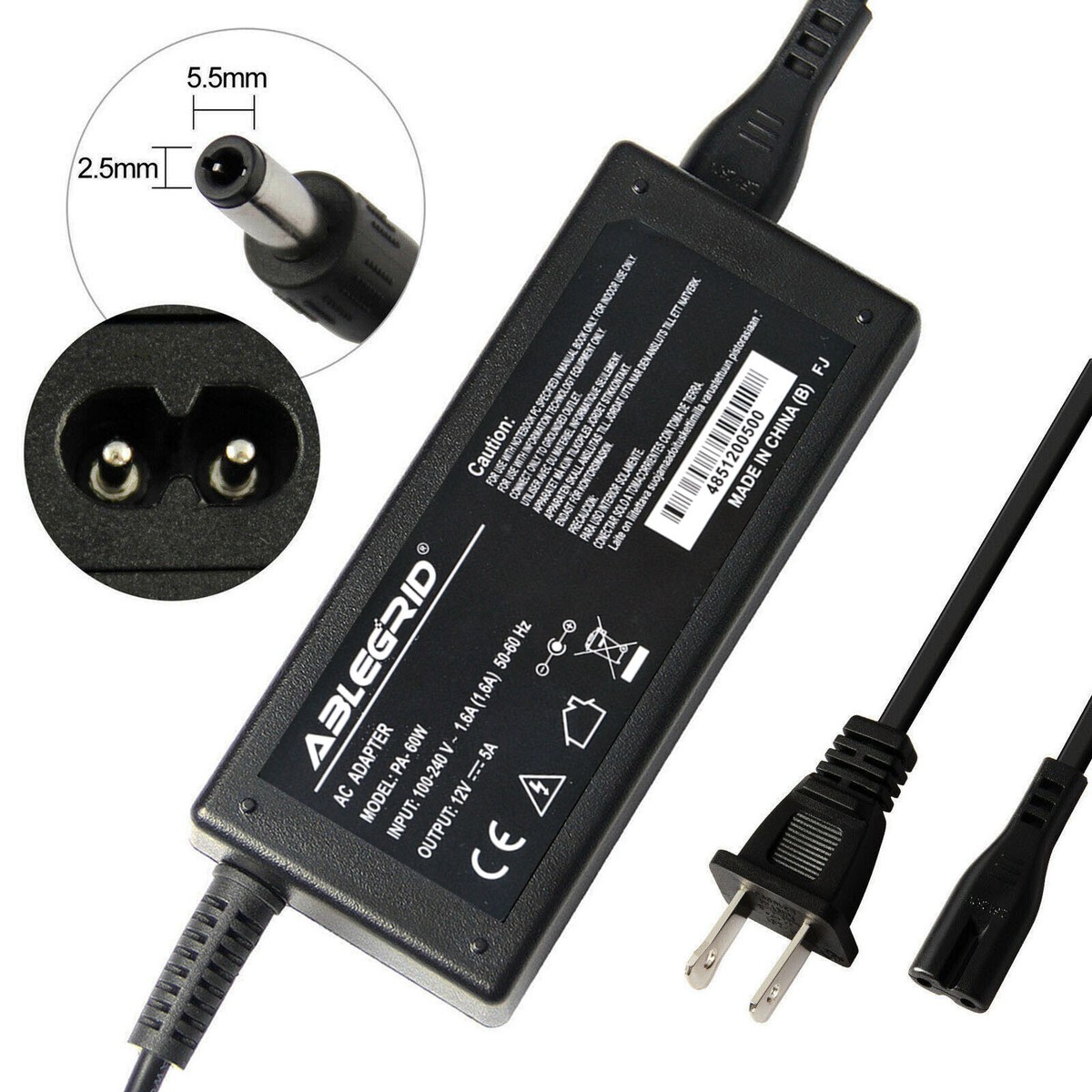 12V Ac Dc Adaptador Cable De Alimentación Para El Salvador