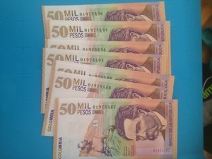 Colombia 50 Mil 50000 Pesos Unc Bundle Set Lot 10 Bills Banknotes Consecutive Ebay