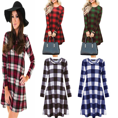 long sleeve plaid dress
