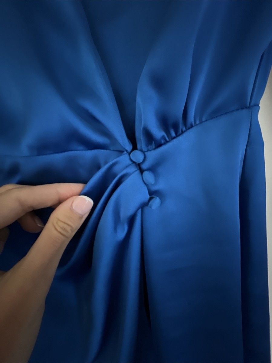 blue sheer sleeve dress ZARA. Blue satin dress TL – Hibuy market main image 1