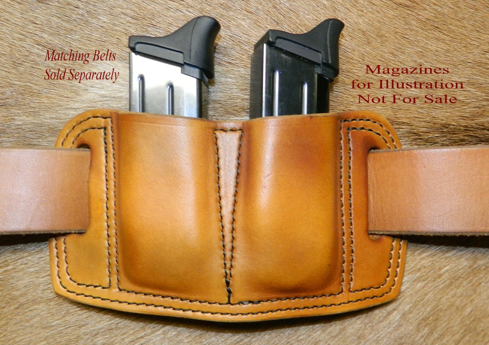 Leather Double MAG POUCH for Double Stack magazines fits Ruger SR9 +similar size-image