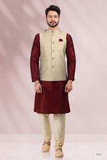 Indian Mens Wedding Ethnic Wear Traditional Kurta Payjama Jacket Set From India