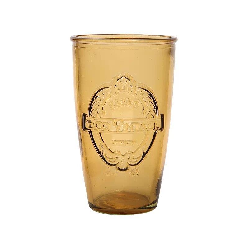 Glass Tumbler Recycled Cup Drinking Vintage Rustic Ochre Dexam Sintra 350ml