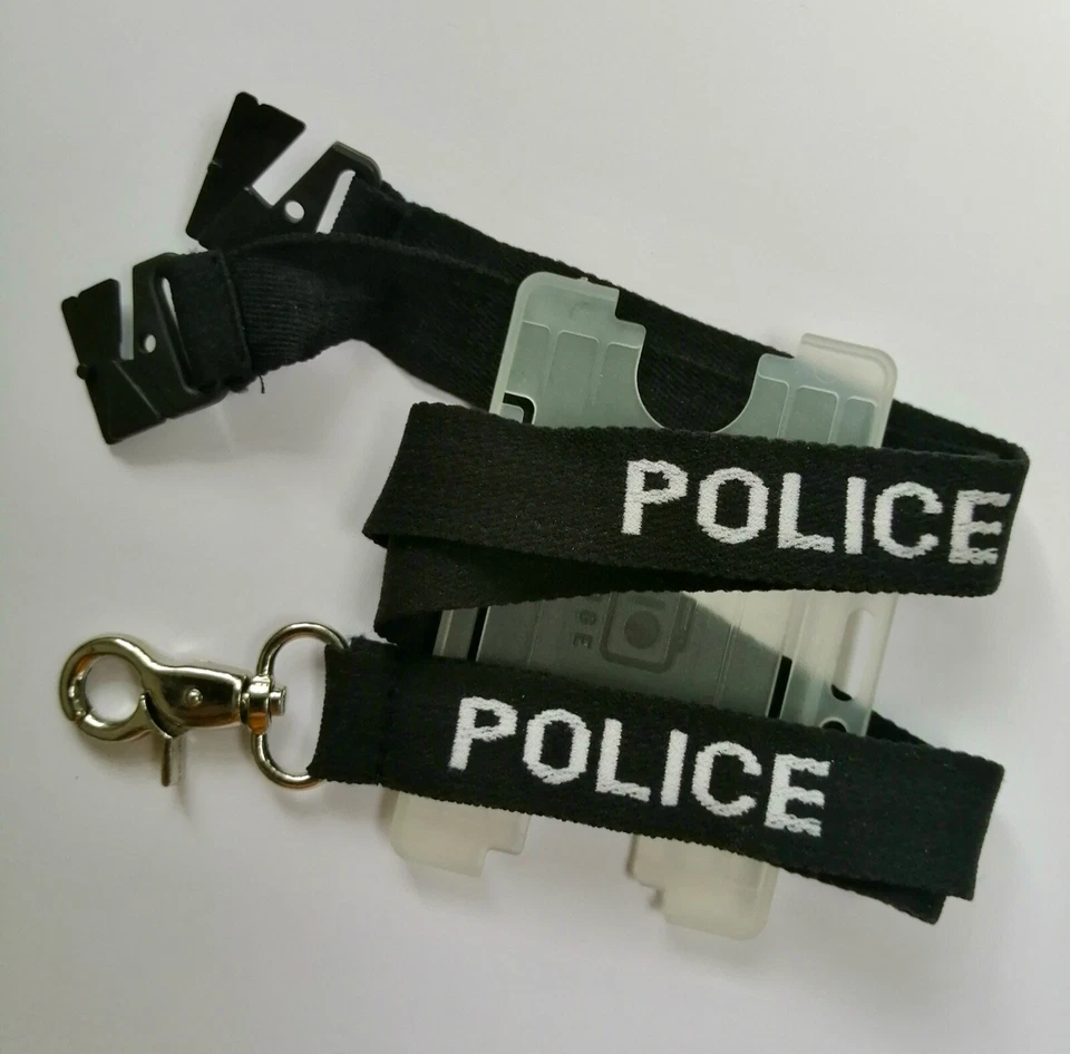 POLAMB PRODUCTS LTD Black POLICE Officer Lanyard with ID Card Holder Badge Card Patrol Swipe Card