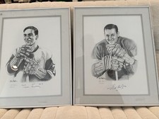 Set of 2-Ted Lindsay and Sid Abel Autographed Sketches 3/200