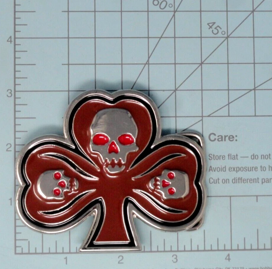 Calavera Trébol Club Cinturón Hebilla Motociclista Gótico Halloween Juegos con disfraces Irlandés. GTA471 Foto 3 de 4