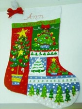 Bucilla Vintage FINISHED "O' CHRISTMAS TREE" Felt Sequin STOCKING - Kit 84757