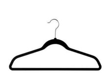 Space Saving Flocked Non-Slip Clothes Hangers - Black Pack of 50