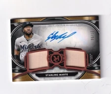 2021 STARLING MARTE TOPPS MUSEUM DUAL GU BAT & AUT0  27/50 NEW YORK METS/MARLINS