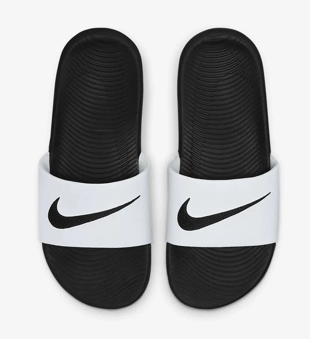 NIKE KIDS KAWA SLIDE GS PS WHITE BLACK 819352 100 LITTLE KID