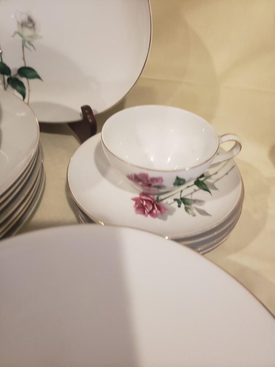 Vtg Crown China Japan Rose Pattern 39 Pieces Dinnerware | eBay