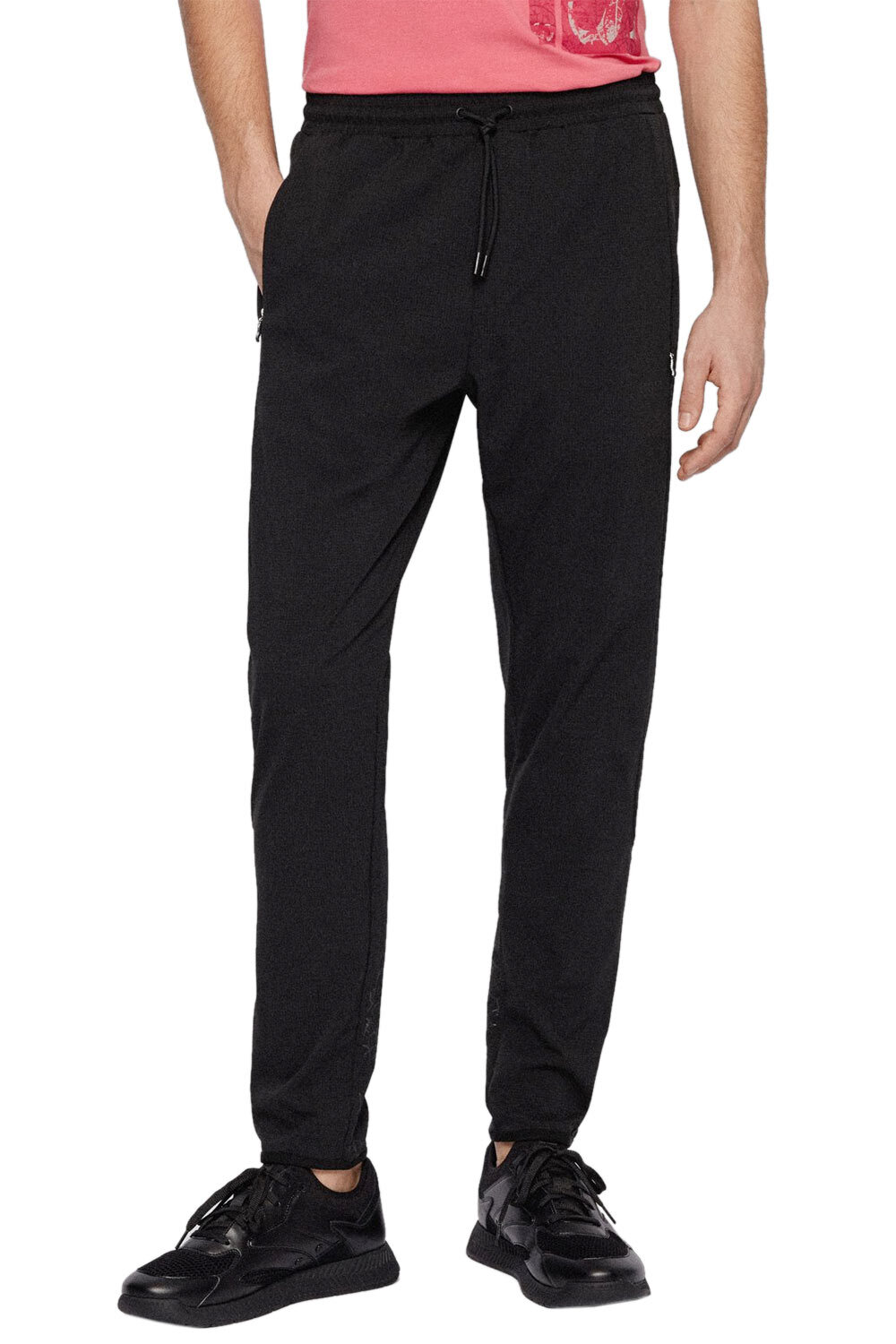 Мужские спортивные брюки Hugo Boss из хикона обычного кроя с ботаническим принтом XL черного цвета 13990₽