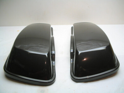 Pair of Saddlebag Lids Covers Black Jack Metallic Harley '14-later Touring MINT