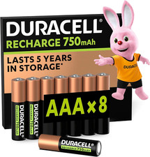 Duracell AAA Rechargeable Batteries (Pack of 8), 750 Mah Nimh, 1000 Cycles, Pre- 24.45 per battery