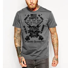 Military T-Shirt Army Navy Machine Gunner Sniper Paratrooper Infantry