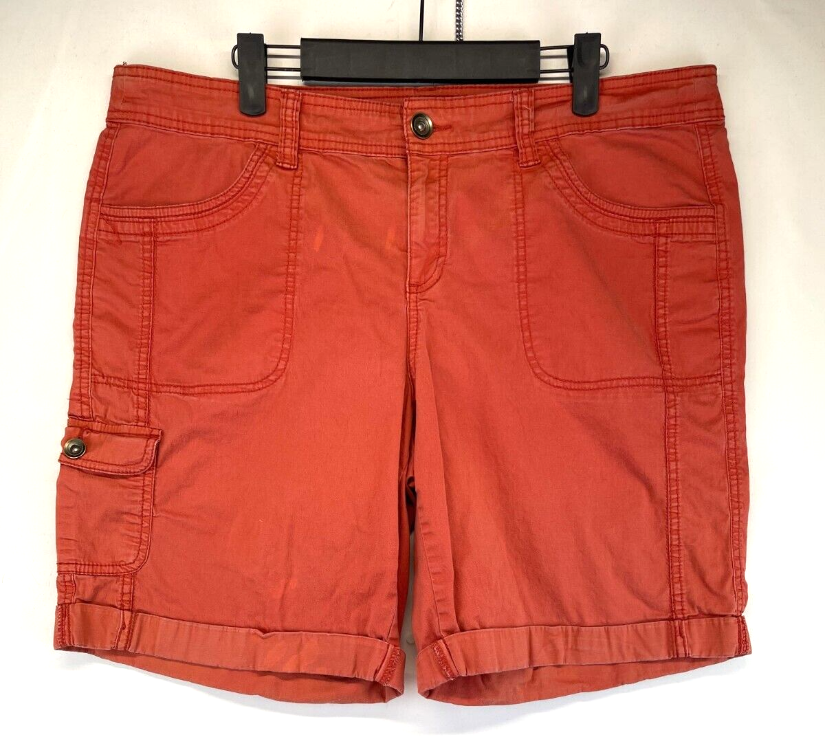 Faded Glory Cargo Shorts - Womens Size 16 - Coral Red - Stretch (2225)