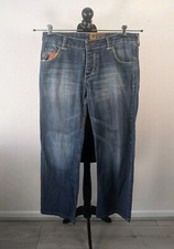 Diesel Jeans 34" 32" Blue Rustick Quirky Design Mens Orange Detailing