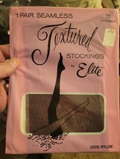 Vintage 1960s Textured Seemless Nylons By Elite. Size 10. Never Opened 