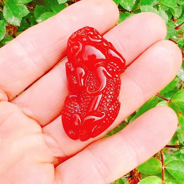 Natural Agate Chalcedony Pixiu Red Agate Ruyi Pixiu Jade Stone Pendant
