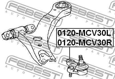 Ball Joint for LEXUS TOYOTA FEBEST 0120-MCV30L - Picture 3 of 4