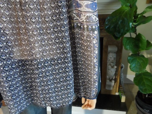 Ulla Johnson Sheer Black Multi Color Print 100% Silk Chiffon Tunic Size 0 - Picture 14 of 20