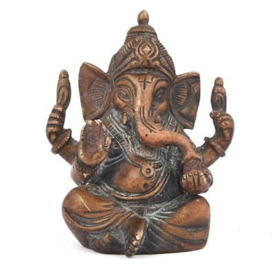 Handmade Ganesha Sitting Idol Decorative Statue Vintage Finish