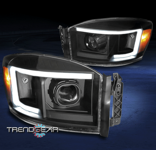 For 2006-2008 Dodge Ram 1500 2500 3500 LED Tube Projector Headlights Lamp Black - Bild 1 von 8