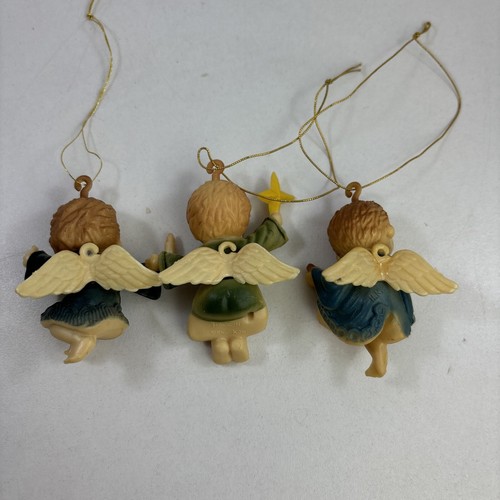 VTG 1960s Hard Plastic Three ANGEL 2.5" Ornaments Hong Kong MCM Kitsch Christmas - Picture 7 of 8