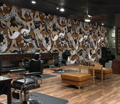 3D Wood Grain E53 Hair Cut Barber Shop Wallpaper Mural Wall Print Murals CA Erin