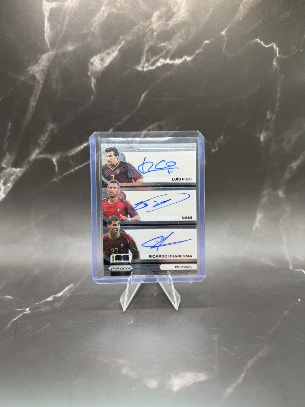 2026 Panini Prizm FIFA World Cup Trio Auto Luis Figo Nani Ricardo Quaresma