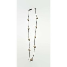 Freshwater Pearl Silver Tone Floating Bead Necklace 18"