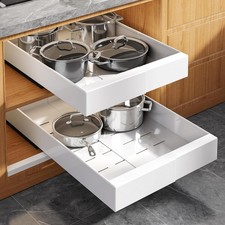 2Pack Expandable Pull Out Cabinet Organizer 21"Deep With Raising Pad for Framed