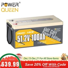 Power Queen 48V 100Ah Bluetooth Golf Cart Lithium Battery Low Temp Cut Off BMS
