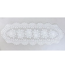 Tappetino rettangolare vintage uncinetto intricato floreale tessuto aperto pizzo runner 40 x 11