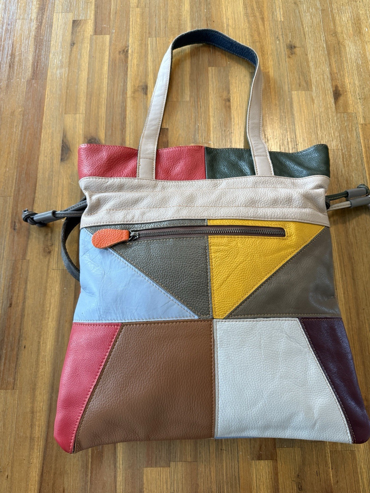 Ameri Leather Tote Shoulder Bag  Patchwork  Skull… - image 2