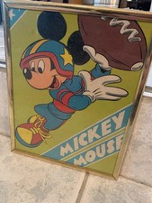 Vintage 1970s Disney  MICKEY MOUSE football Framed