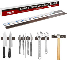 Extra Strong Magnet Tape 12 X 4/5" 2 Pieces ,80 Mil Stainless Magnetic Strips wi