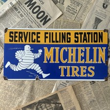 Vintage Michelin Tires Service Filling Station 18x9 Inches Porcelain Enamel Sign Vintage Michelin Tires Service Filling Station 18x9 Inches Porcelain Enamel Sign