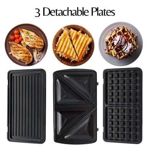 Parrilla antiadherente para tostadas 750 W Domestic King 3 en 1 para hacer bocadillos - negra Foto 4 de 4