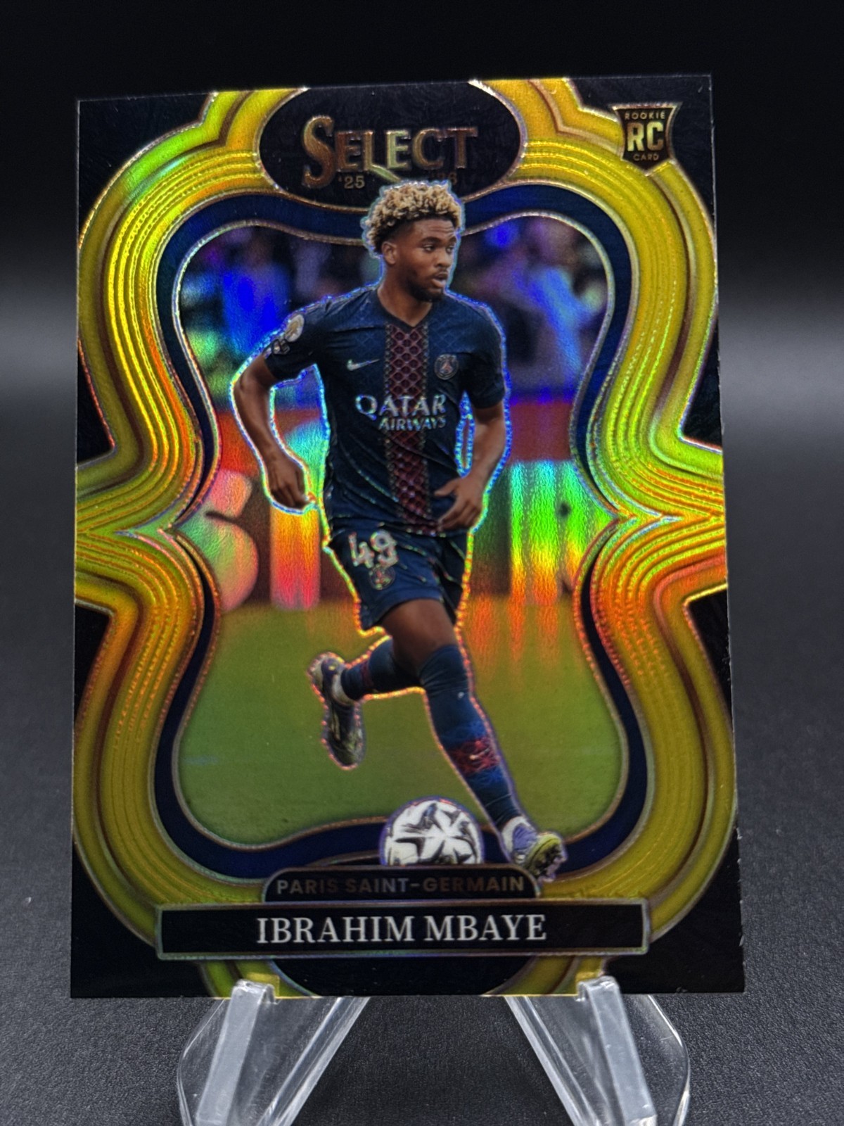 2025-26 Panini Select Ligue 1 Ibrahim Mbaye Gold Prizm /10 #103 RC view 1