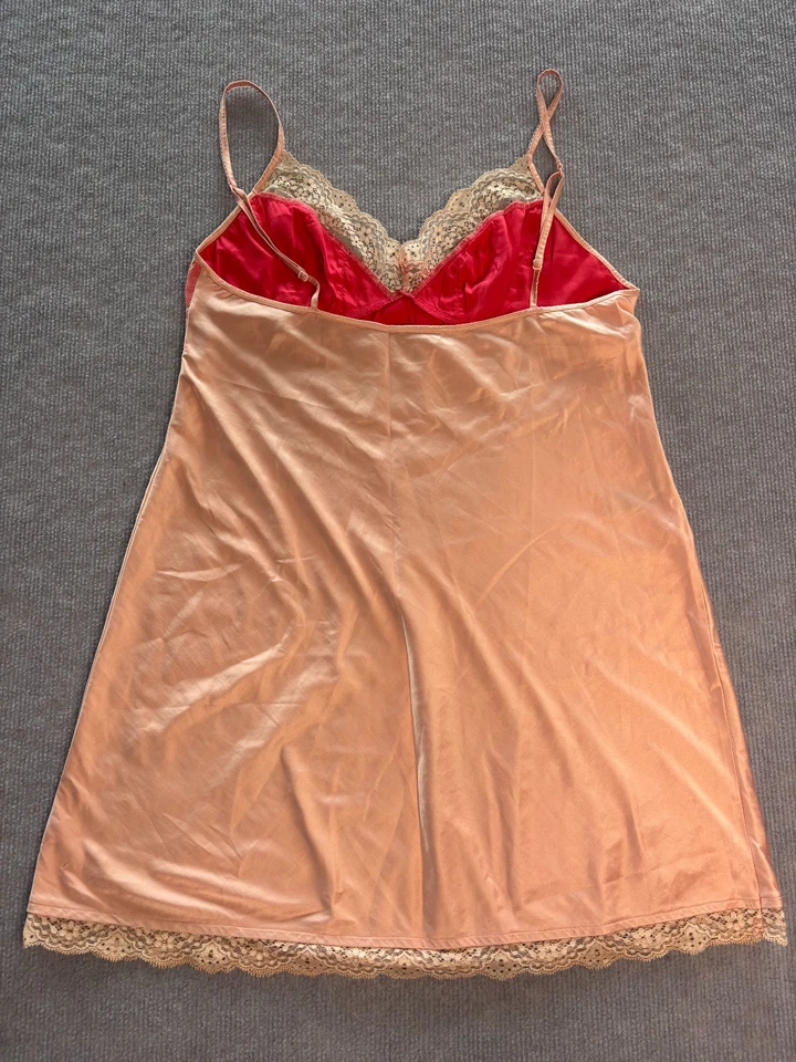 Vestido sin Mangas Elle Macpherson Intimates Para Mujer M Coral Encaje Borde Correa Ajustable Foto 2 de 4