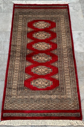 Vintage Afghan Rug: Hand-Knotted Bokhara Wool, Oriental Area Rug 2x5 ft