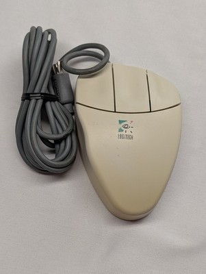 Vintage Logitech M-S38 Mouse No Scroll Wired Ball Beige 850695-0001 PS/2 PC OEM