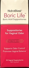 Nutrablast Boric Acid Vaginal Suppositories 100% Pure Boric Life Blemished Box